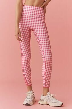 Beach Riot Nella Leggings Pink Gingham Check High Rise Workout Yoga Coquette L